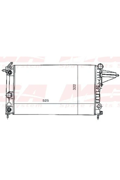 Mga 80173 Su Radyatoru Otomatik ( Opel : Vectra A 1.4 1.6 89-95 ) 525X322X34 - - ürün görseli 1