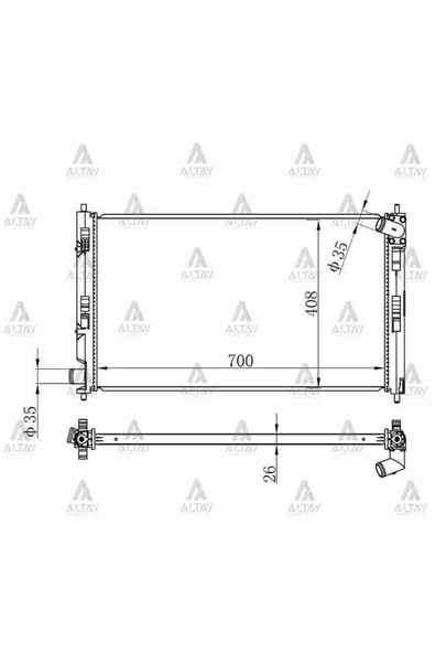 Maher 10596 Radyatör Su Lancer 08= / Asx 10= / Outlander 06-13 / 4007 4008 Dizel 698x408x26 A-t Brazing Mhr-105 ürün görseli 1
