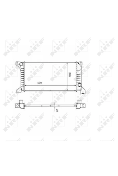 NRF 516212  Motor Su Radyatörü Transit T12 T15 92-98 (1 Sıra Alb) Kısa Tip Olcu: (600×331×34) ürün görseli 1