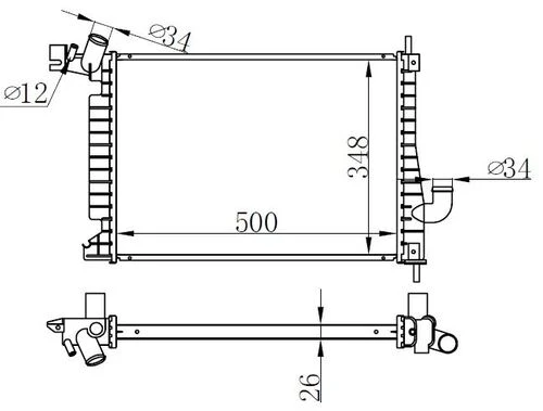 Ori BOP189026 S  Radyatör Brazing Vectra B 2.0 Dtı 16V Ac Klimasız Mek 500X348X26 ürün görseli 1