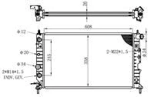 Ori BOP100022 S  Radyatör Vectra B Ac Klimasız Mek Otom Brazing 608X358X26 ürün görseli 1