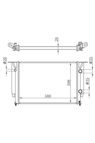 Ori BFI038026 Brazıng Su Radyatörü Fıat Stılo 1.9 Jtd 01+(580x398x26) Mt Aluminyum ürün görseli 1