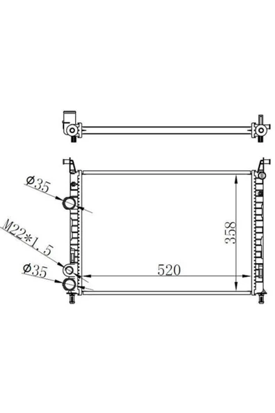 Ori BFI019022 Radyatör Brazing Palio 1.2-1.4i 05 Ac /- Mek 520x358x22 -bfı019022 Uyumlu ürün görseli 1