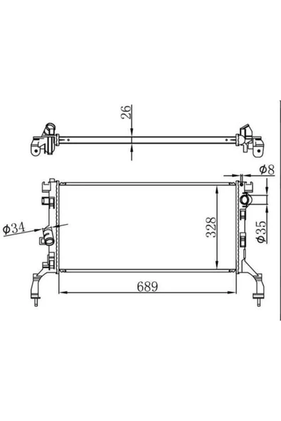 Ori BRN077026 Brn077026 Radyatör Brazing Latitude 1.5 Dci-lgn Iıı 1.5 Dci 07 Mek. 689x328x26 ürün görseli 1