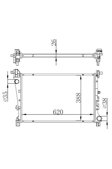 Ori BFI051026 Radyatör Fıat Egea 1.3-1.6 Multijet-1.4 Al-pl-brz 620x398x26 ürün görseli 1