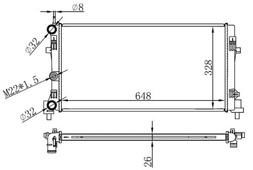 Ori BAU063016 S  Radyatör Brazing A1-Ibiza V-Polo 1.2-1.4-1.6 09 Ac Klimasız Mek 648X326X16 ürün görseli 1