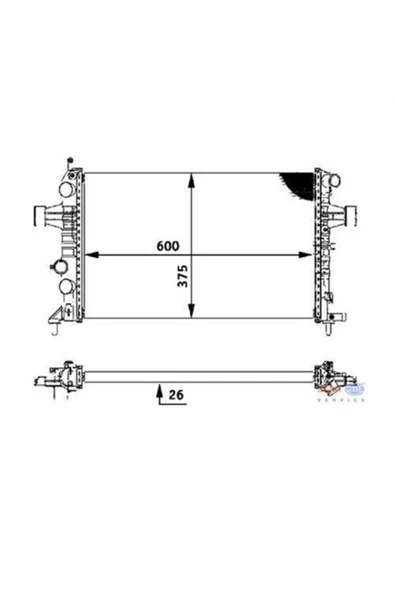 Ori BOP138026 Radyator Brazing Mt 600x368x26 Astra G- 1.4i/1.6i/1.8i/2.2i 98- - ürün görseli 1