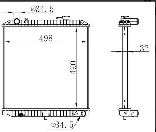 Ori BKI127032 S  Radyatör Brazing Mt 490X498X32 Pregio 2005 ürün görseli 1