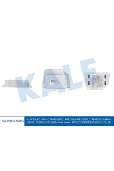 Kale 353415 OTO Radyatör  Yağ Soğutucu Bipper Nemo Doblo Fiorino Panda Punto Qubo-Egea 500L 500X-Mıto ürün görseli 1