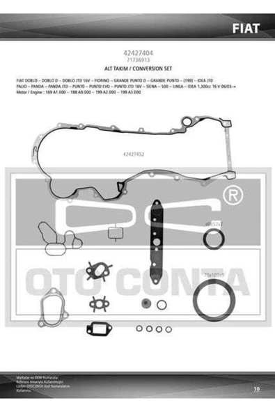 Otoconta 42427404  Motor Takım Conta Alt Palio Albea Linea Doblo Fiorino Idea Punto / Astra Corsa 1. ürün görseli 1