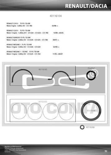 Otoconta 40116104 OTO CONTA  MOTOR TAKIM CONTA ALT CLIO II KANGOO 1.4 8V E7 ürün görseli 1