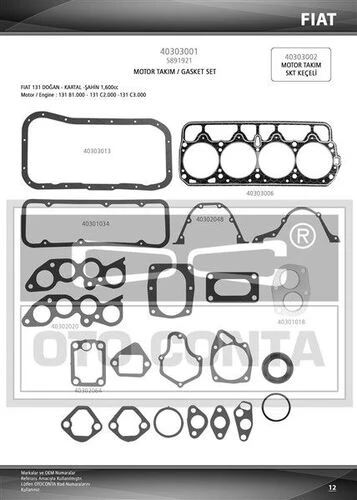 Otoconta 40303001L OTO CONTA  MOTOR TAKIM CONTA M131 DKS 1600 KEÇESIZ + LPG ürün görseli 1