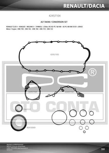 Otoconta 42457104S OTO CONTA  MOTOR TAKIM CONTA ALT KANGOO CLIO MEGANE II L ürün görseli 1