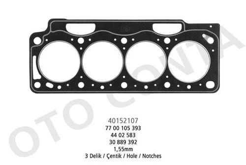 Otoconta 40152107 OTO CONTA  Silindir Kapak Contası 3 Delık Kangoo Megane I Laguna Trafic 1.9 DCI F9Q Dtı 1.55Mm ürün görseli 1