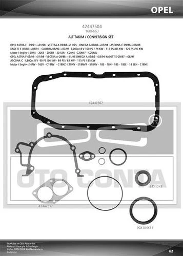 Otoconta 42447504 OTO CONTA  MOTOR TAKIM CONTA ALT ASTRA F 91-98 VECTRA A 9 ürün görseli 1