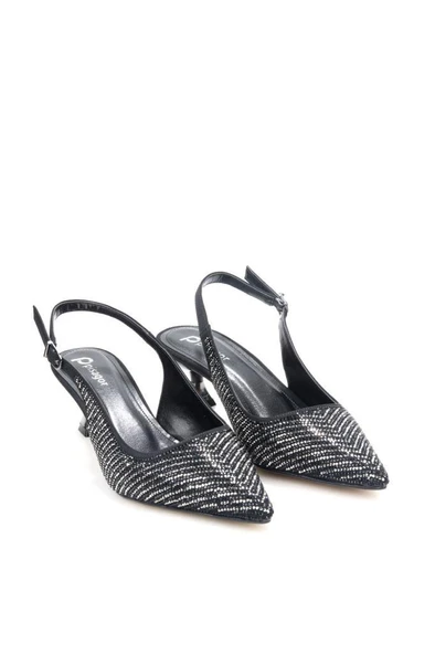 Pisagor Ps-32350 Kadın 4 Cm Arkası Açık Taşlı Abiye Stiletto Ayakkabı ürün görseli 1