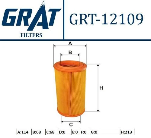 Grat 12109  Hava Filtresi 306 93-01 Partner Em 96- / Xsara 97-00 Berlingo Em 02-03 1.9D Dw8 1.9D Xud9 ürün görseli 1