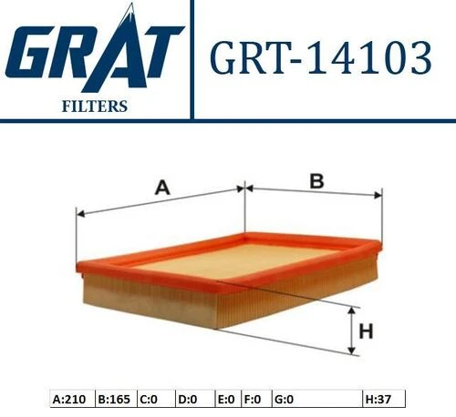 Grat 14103  Hava Filtresi Corsa B Combo Tigra 1.4 1.6 16V C14Nz ürün görseli 1