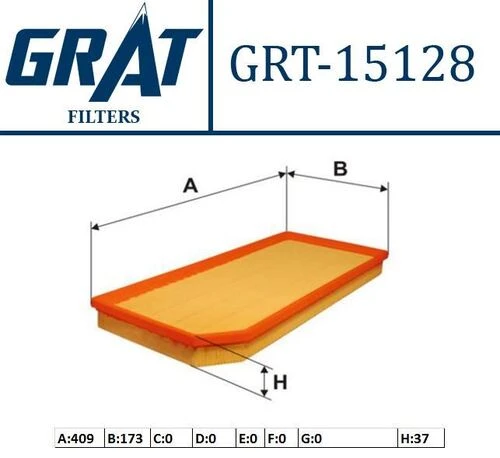 Grat 15128  Hava Filtresi Golf V 04- Jetta III 05- Passat 05- / A3 04- 2.0 Tfsı 2.0 Fsı Axx Bpy Bwa ürün görseli 1