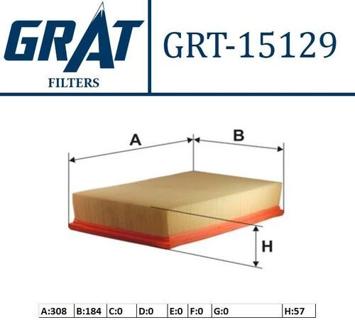 Grat 15129  Hava Filtresi Golf II Jetta Passat 88-97 / A6 94-97 ürün görseli 1