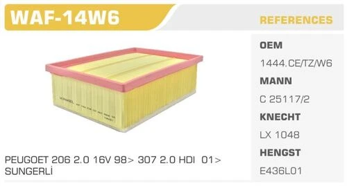Winkel WAF Wınkel Waf-14W6 Hava Filtresı 307 / C4 2.0 HDI Dw10Td ürün görseli 1
