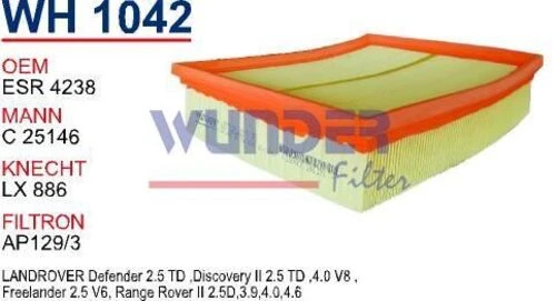 Wunder WH1042 HAVA FİLTRESİ - LANDROVER-RANGE ROVER - FREELANDER ürün görseli 1
