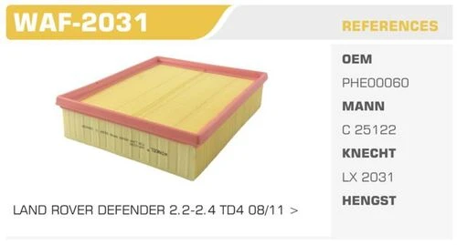 Winkel WAF -2031  HAVA FİLTRESİ RANGE ROVER 11- 2.2 2.4 TD4 ürün görseli 1