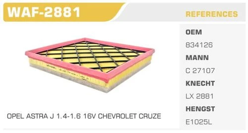 Winkel WAF -2881  HAVA FİLTRESİ ASTRA J 09- ASTRA J ZAFIRA C ürün görseli 1