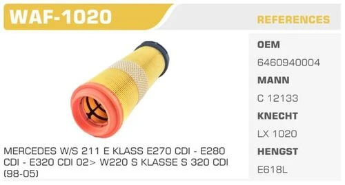 Winkel WAF -1020  HAVA FİLTRESİ MERCEDES C SERISI 200CDI 220 ürün görseli 1