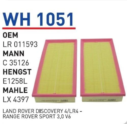 Wunder WH1051 HAVA FİLTRESİ - LAND ROVER DiSCOVERY 4/LR4 - RANGE ürün görseli 1