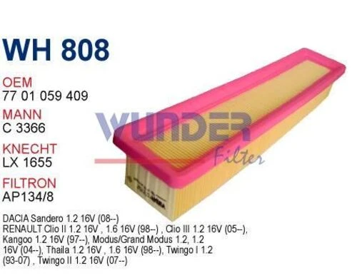 Wunder WH808 Wh808 Oem 7701059409 Hava Filtre ürün görseli 1