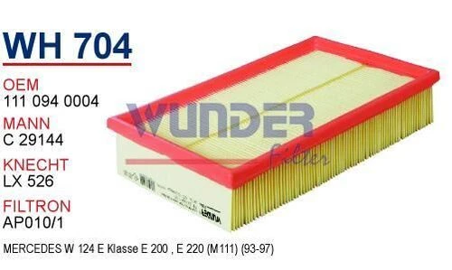 Wunder WH704 HAVA FİLTRESİ - MERCEDES 124 KASA E200 ürün görseli 1