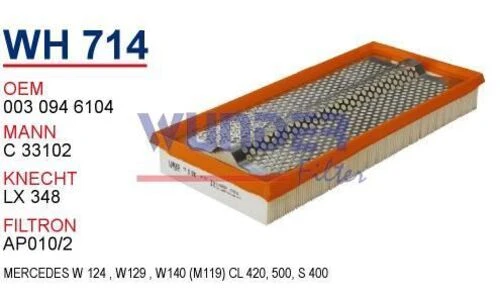 Wunder WH714 HAVA FİLTRESİ - MERCEDES 140 KASA EKLASS W124 - W129 ürün görseli 1