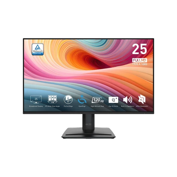 MSI PRO MP251 E2 24.5" 120HZ 1MS FHD IPS Adaptive-Sync HDR Siyah Monitör ürün görseli 1