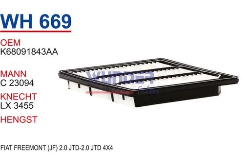 Wunder WH669 HAVA FİLTRESİ - FIAT FREEMONT (JF) 2.0 JTD-2.0 JTD 4 ürün görseli 1
