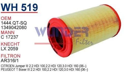 Wunder WH519 HAVA FİLTRESİ - PEUGEOT BOXER III 06- Y.M ürün görseli 1