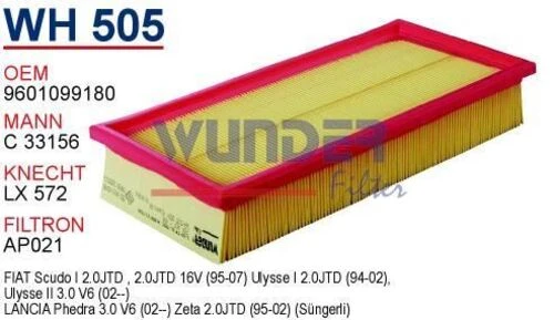 Wunder WH505 HAVA FİLTRESİ - PEUGEOT 405 - 406 - 607 - 806 - EXPE ürün görseli 1