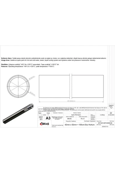 Ibras 65110  42mm Düz Metre Hortum ürün görseli 1