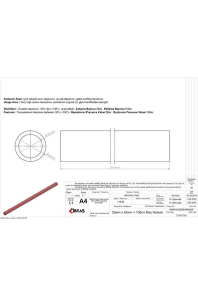 Ibras 65762  3 Kat Polyesterli Silikon 32mm Düz Hortum 1 Metre ürün görseli 1