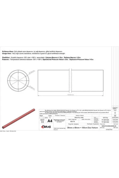 Ibras 65764  3 Kat Polyesterli Silikon 38mm Düz Hortum 1 Metre ürün görseli 1