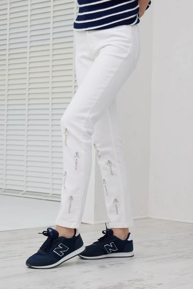 TAŞ DETAYLI KOT PANTOLON - Resim 2