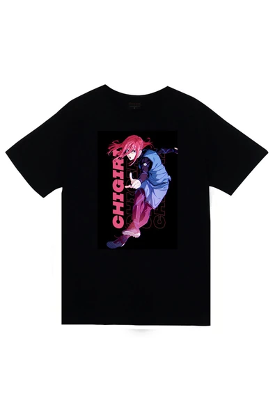 fame-stoned Blue Lock Chigiri Hyoma Anime Baskılı Unisex %100 Pamuk Siyah T-shirt ürün görseli 1