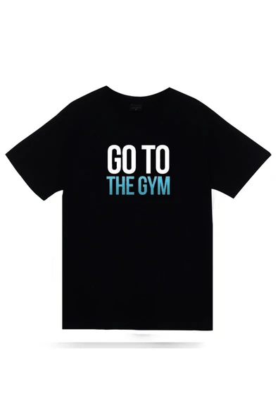 fame-stoned Gym, Fitness, Vucüt Geliştirme Go To The Gym Baskılı Unisex %100 Pamuk Siyah T-shirt ürün görseli 1