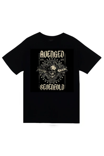 fame-stoned Avenged Sevenfold Baskılı Unisex %100 Pamuk Siyah T-shirt ürün görseli 1
