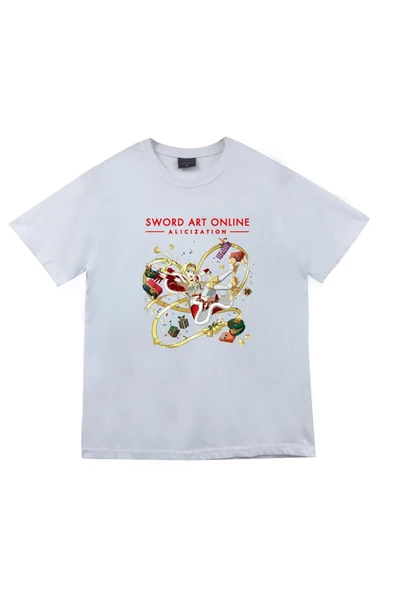 fame-stoned Sword Art Online Anime Baskılı Unisex %100 Pamuk Beyaz T-shirt ürün görseli 1