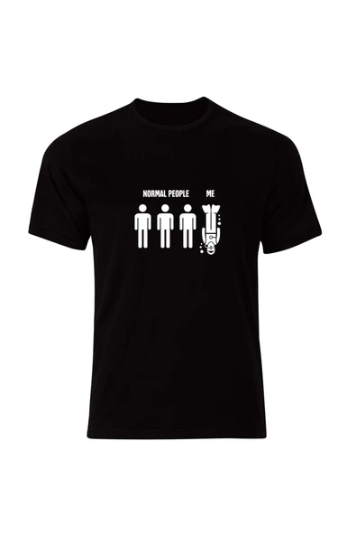 fame-stoned Yüzme Dalış Swimming Baskılı Unisex %100 Pamuk Siyah T-shirt ürün görseli 1