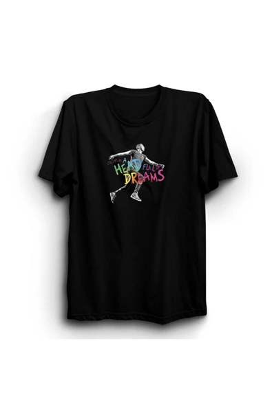 fame-stoned Coldplay Baskılı Unisex %100 Pamuk Siyah T-shirt ürün görseli 1