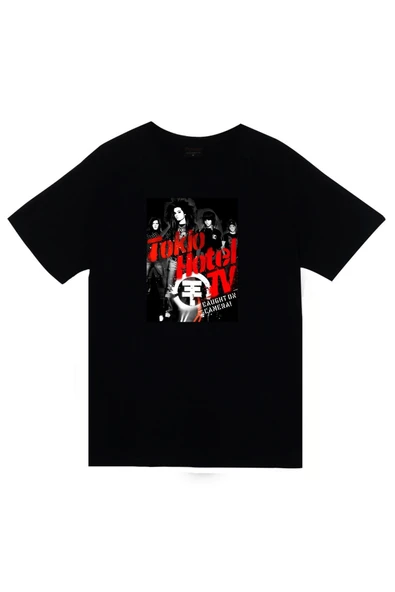 fame-stoned Tokio Hotel Baskılı Unisex Siyah %100 Pamuk T-shirt ürün görseli 1