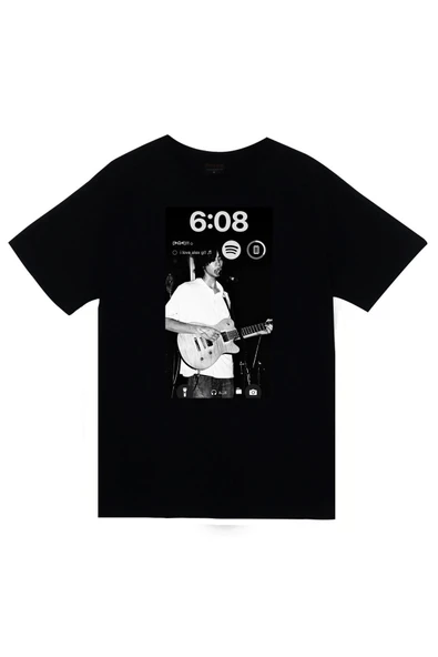 fame-stoned Alex G Baskılı Unisex %100 Pamuk Siyah T-shirt ürün görseli 1