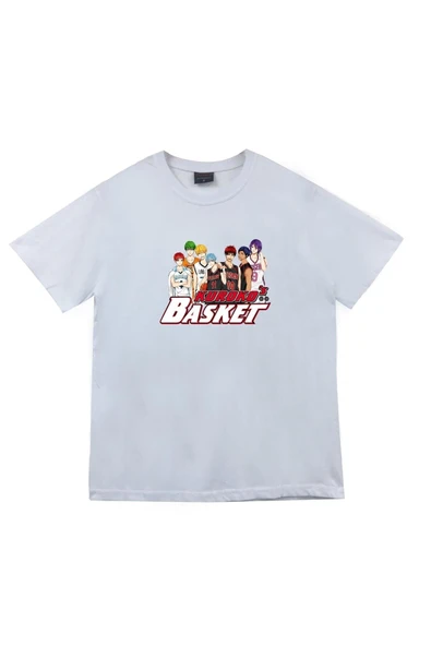 fame-stoned Kuroko No Basket Anime Baskılı Unisex %100 Pamuk Beyaz T-shirt ürün görseli 1